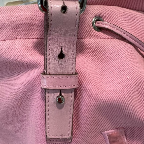 💯Authentic Yves Saint Laurent Kahala Pink Canvas & Velvet YSL Logo Tote Bag - Picture 9 of 11